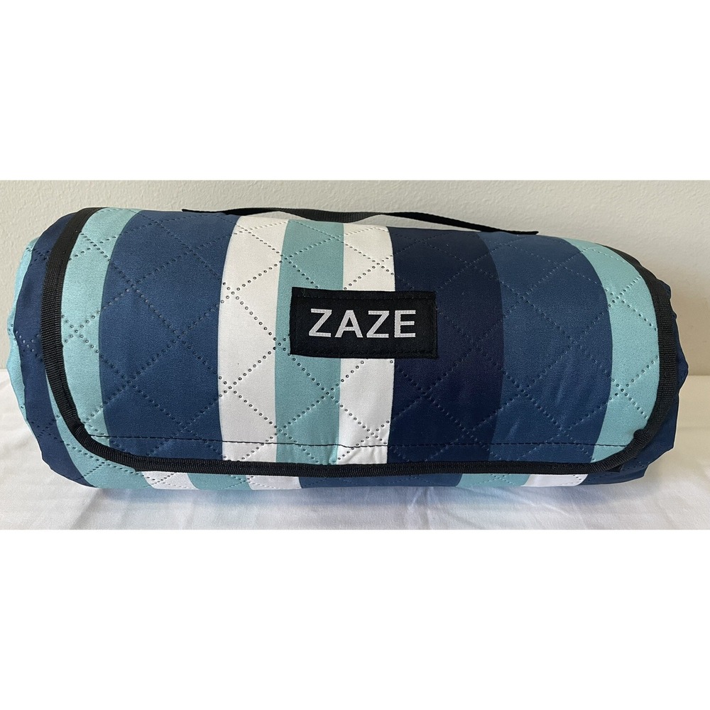 ZAZE Picnic Blanket Unisex OS Blue Striped Waterproof Foldable Outdoor Mat